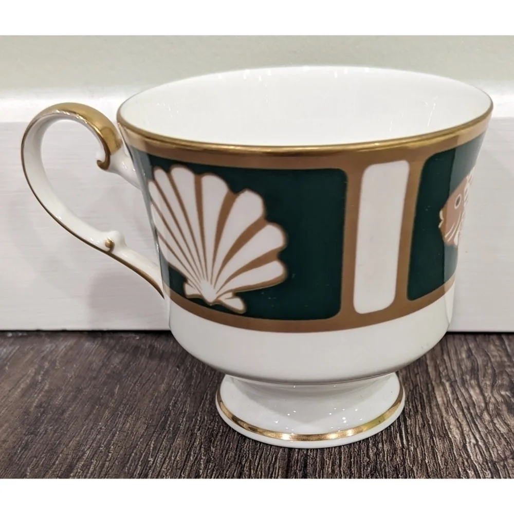 Cathy Hardwick for Mikasa Ming Green Fish and Shell Bone China Tea Cup